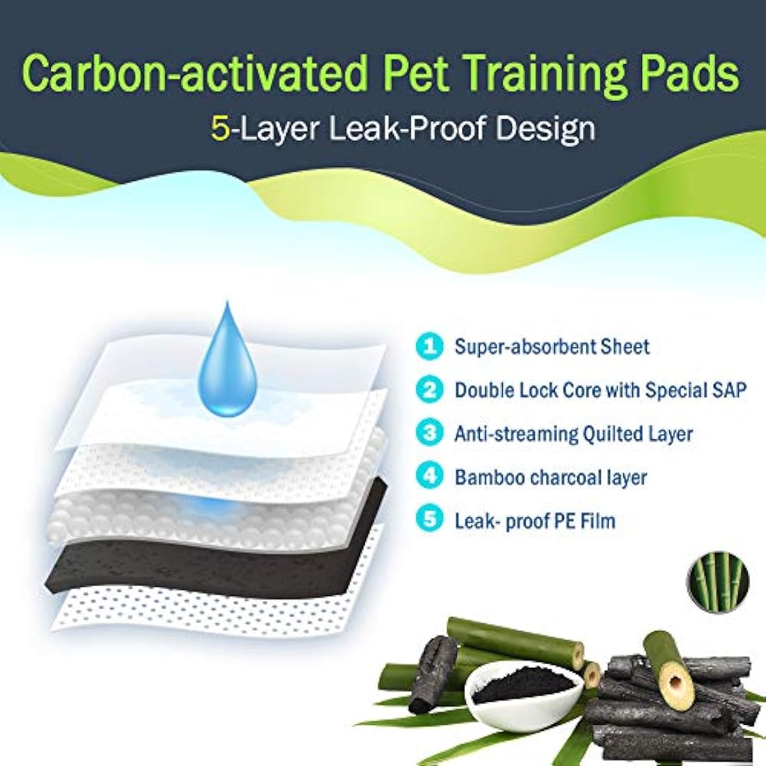 Dono Pet Training Puppy Pads - 100 Carbon Puppy Pee Wee Toilet Trainer Pads Super Absorbent Deodorizing Heavy Duty Dog Pet Pads S