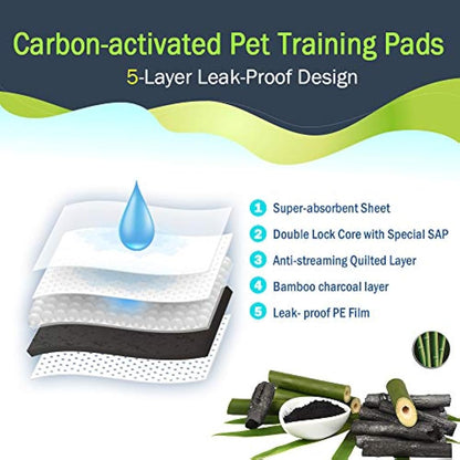 Dono Pet Training Puppy Pads - 100 Carbon Puppy Pee Wee Toilet Trainer Pads Super Absorbent Deodorizing Heavy Duty Dog Pet Pads S