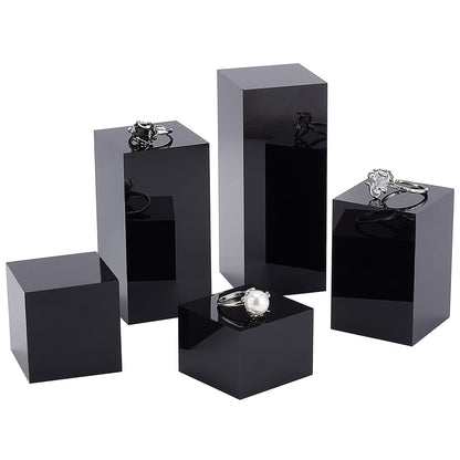 BENECREAT 5Pcs Black Acrylic Cube Display Block 3/4/6/8/10cm Solid Display Pedestal Stand for Gem Display Jewelry Display Displaying Pop Figures