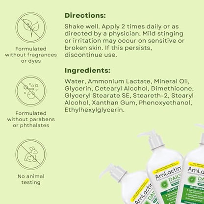AmLactin Daily Moisturizing Body Lotion, 14.1 Ounce Bottle with Pump, Paraben Free
