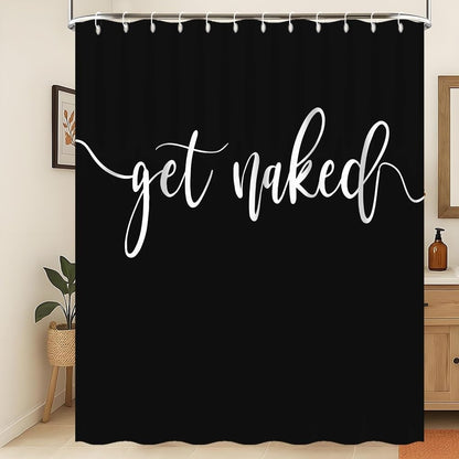 Xiaoterna Get Naked Shower Curtain Black Bathroom Curtain Modern Minimalism Aesthetic White and Black Mould and Mildew Resistant Machine Washable