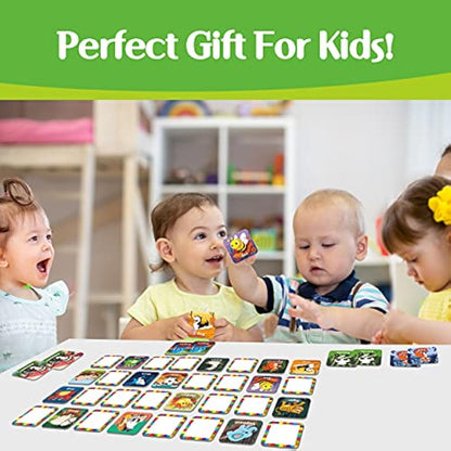 Hebayy 36 Pair Animal Matching Memory Game Flash Cards for Toddlers, Preschool, Kindergarten and Home. Erasable, Fun & Fast, Travel Friendly, Skill Building. Size 2” x 2”(5 x 5 cm)