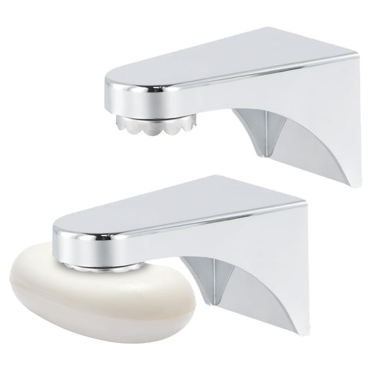 2 Pcs Bathroom Magnetic Soap Holder, Wall Hanging Soap Saver, Magnetic Soap Holder ABS Silver, Self-Adhesive Soap Dish with Magnet, for Shower