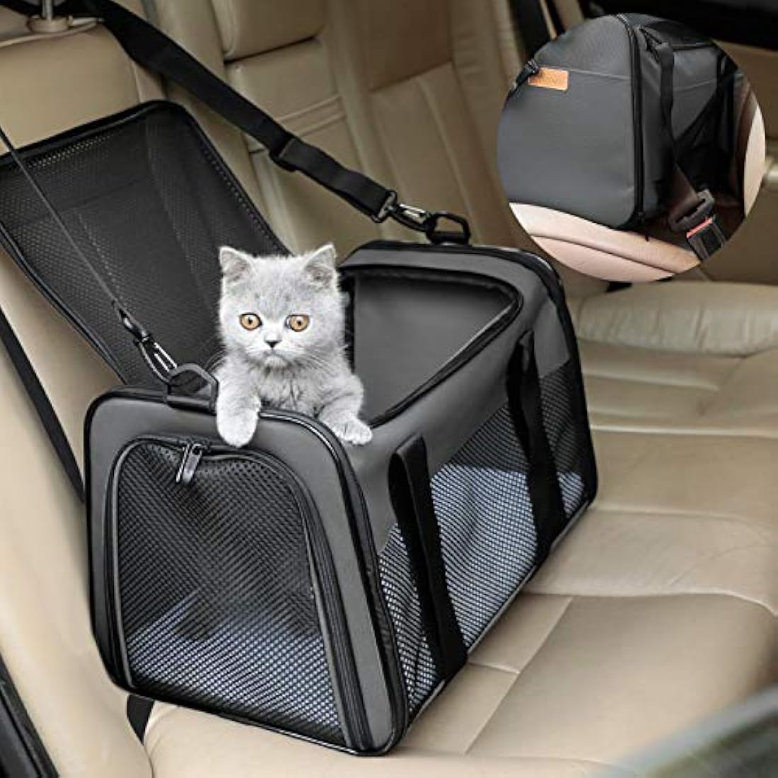 Akinerri Airline Approved Pet Carriers,Soft Sided Collapsible Pet Travel Carrier For Medium Puppy And Cats Medium Brown…