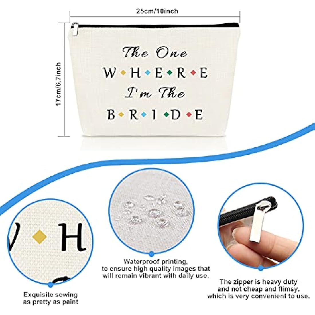 Bride Gift Bridal Makeup Bag Bride to Be Bridal Shower Gift Newly Engaged Travel Cosmetic Bag Engagement Bachelorette Party Gifts Future Mrs Gifts Valentine’s Day Wedding Present Toiletry Pouch