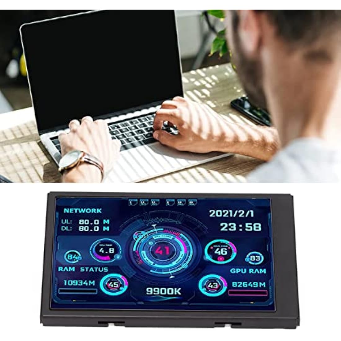 3.5in IPS USB Mini Screen, PC Temperature Monitor AIDA64 PC CPU, GPU,RAM, FPS, HDD Data Monitor PC Sensor Panel Display Temperature Display, Computer Temp Monitor