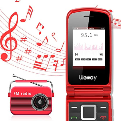 Senior Mobile Phone with Big Buttons, GSM Sim Free Unlocked Basic Cell Phones Easy to Use, Flip Phone with Dual Color Display | SOS Button | FM Radio | Torch |1000mAh Battery | Speed Dial (Red)