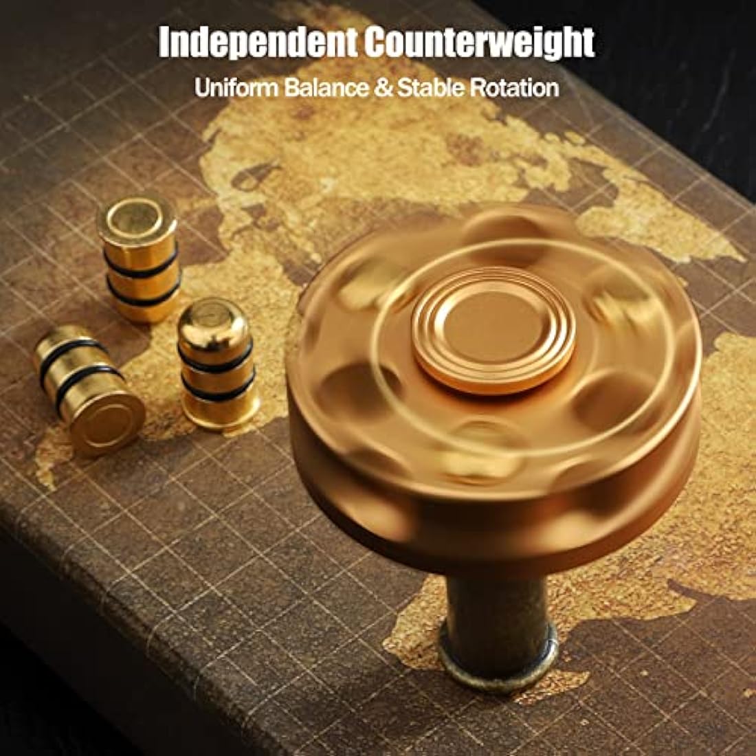 Cool Fidget Spinner Toy for Adults Kids, Portable Alloy Fidget Cube for Boy Men, Metallic Hand Spinning Brain Development Toy Gift for Party Favors (Gold)