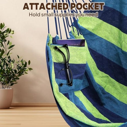 Chihee Hammock Chair Swing Chair Strong Metal Collapsible Spreader Bar Portable Hanging Chair Max 330 lbs Comfy Seat Patio Lawn Chair Cotton Blended for Superior Comfort Durability Indoor Outdoor