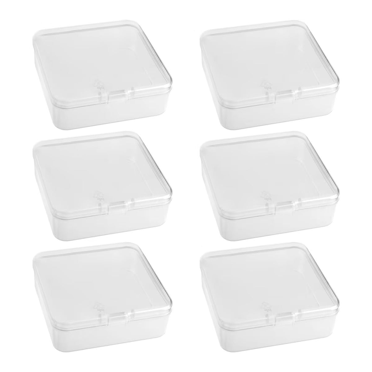 FISHSHOP 6 PCS Small Clear Plastic Storage Box Containers, Mini Rectangular Storage Box
