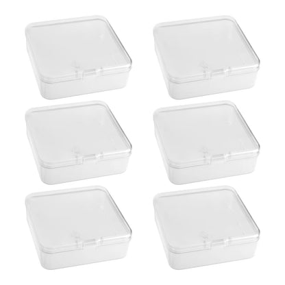 FISHSHOP 6 PCS Small Clear Plastic Storage Box Containers, Mini Rectangular Storage Box