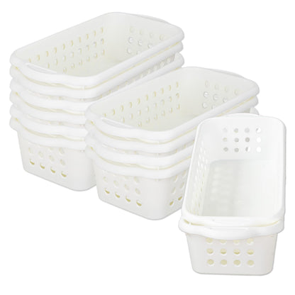 Cetomo Plastic Storage Baskets with Handle, Storage Boxes, Shelf Basket Organizer with Hole, Open Top Storage Bin for Shelves Home Kitchen Office