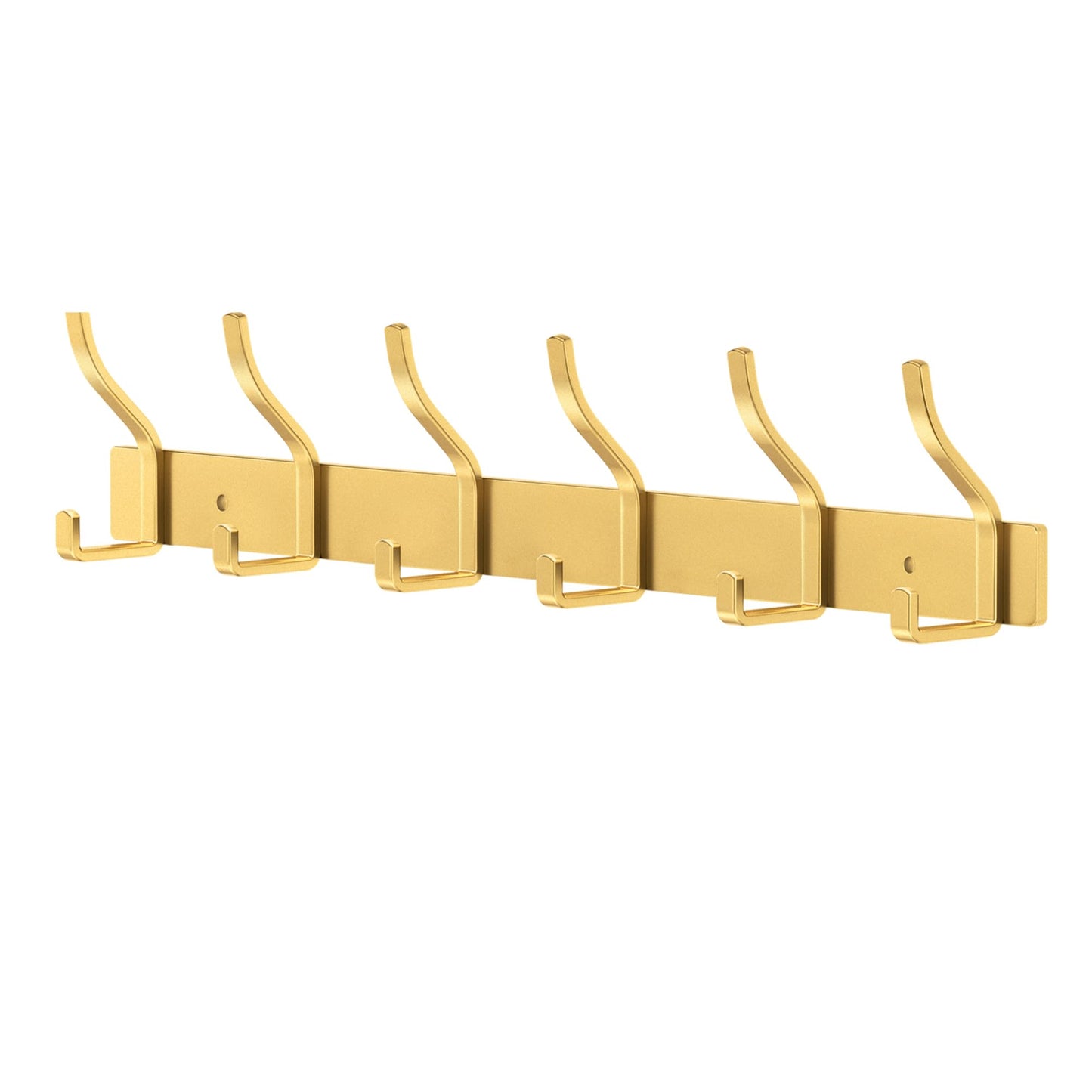 MEIJO Coat Hooks Wall Mounted Stainless Steel, Gold Coat Rack Wall Mounted with 6 Hooks Heavy Duty Coat Hooks for Door, Bathroom, Bedroom, Kitchen