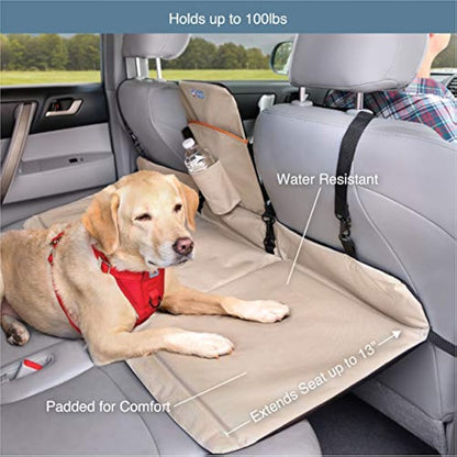 Kurgo, Rover Backseat Bridge, Rearseat Extension, Waterproof and Reversible, Black/Beige