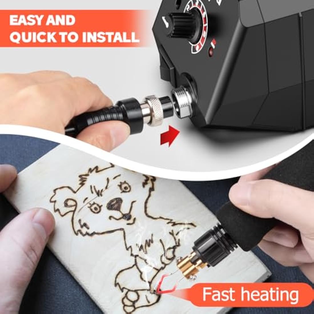 Wood Burning Kit, Preciva Temperature Adjustable Woodburner Pyrography Tool Kit with WoodBurning Station Kit, Fast Heating for DIY Engraving Craft