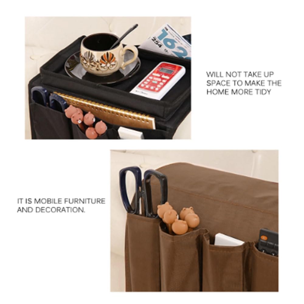 DZOZO Sofa Chair Couch Armrest Organizer Remote Control Holder Caddy Handset Holder Armchair Storage Bag with Cup Holder for Tablet, Phone, Pad, Book
