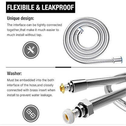 Shower Hose 1M / 1.5M / 2M / 300cm / 4M / 5M Stainless Steel Extra Long Shower Head Hose, with Solid Brass Connector, Anti-Kink and Tangle Free. (300cm)