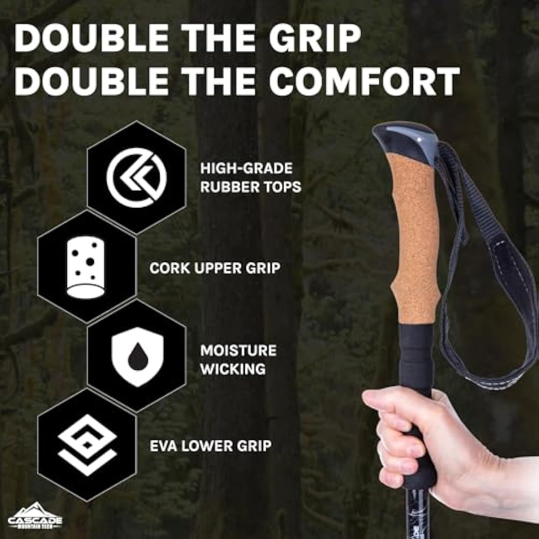 Cascade Mountain Tech Verstellbare Trekkingstöcke aus Aluminium, leicht, Schnellverschluss, 1 Set (2 Stöcke)