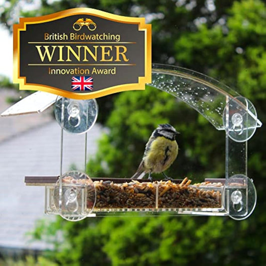 Window Bird Feeder with Strong Suction Cups HOMEBIRD Window Feeder with Removable Seed Tray For Bird Watching Bird Feeders for Small Birds Squirrel Proof Bird Feeder Box