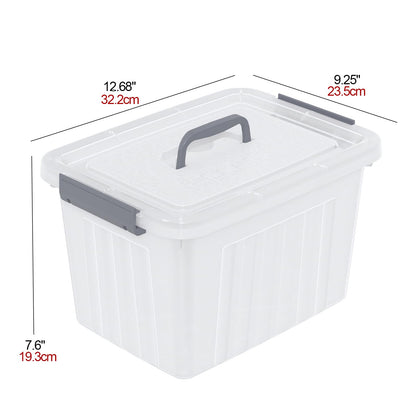 Neadas 10 L Clear Storage Latching Box, Plastic Boxes with Lid, 6-Pack