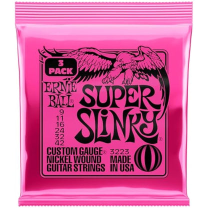 Ernie Ball Super Slinky Nickel Wound Electric Guitar Strings 3 Pack - 9-42 Gauge