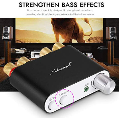 Nobsound NS-10G Bluetooth 5.0 2 Channel Power Amplifier HiFi Stereo Audio Mini Amp Wireless Receiver 50Wx2 for Home Speaker with USB & Bass Sound Effect (Black)