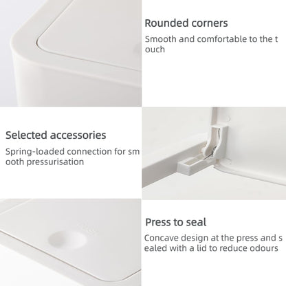Sightday 2Pack 9L Grey Plastic Rectangular Bin with Lid, Push Button, Kitchen, Bathroom, Bedroom, Office, Living Room, Tight Spaces, Portable