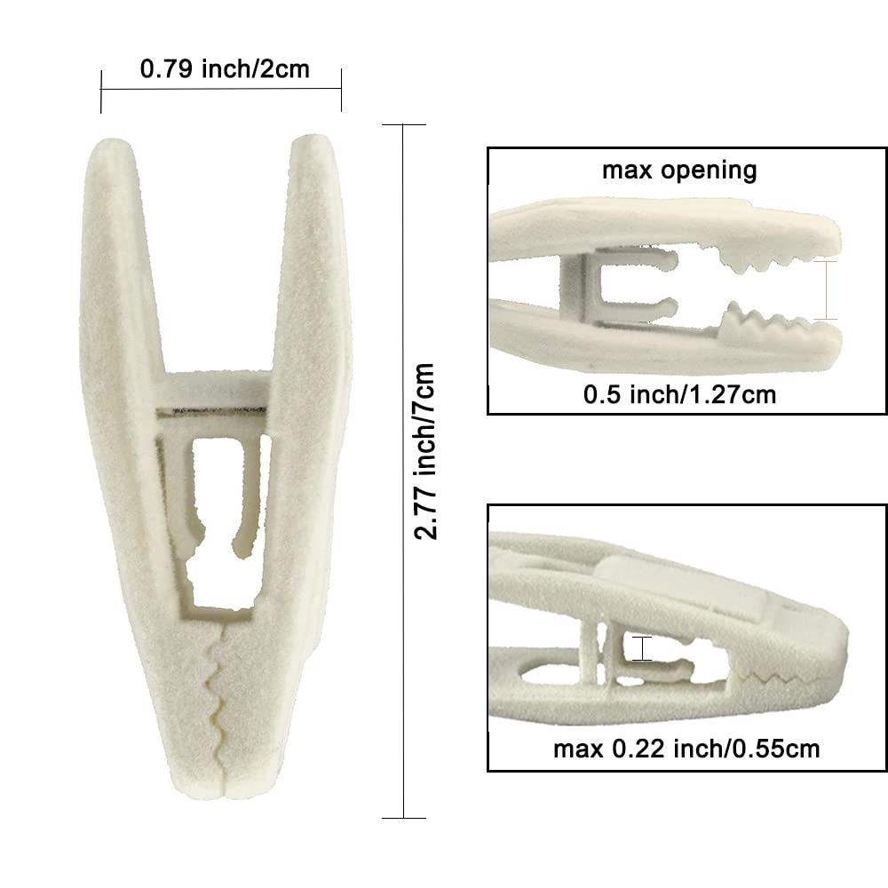 Corodo Velvet Hangers Clips, 20 Pack Strong Felt Hanger Finger Clips, Ivory