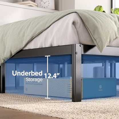 Zinus Elias King size Bed frame - Bed 150 x 200 cm - 36cm Height - Metal Bed frame with underbed storage and steel slat support - Black