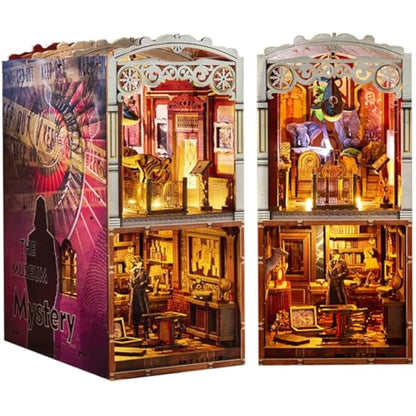 Spilay DIY Book Nook Kit - 3D Bookshelf Alley Insert with LED Lights, Handmade Miniature Model Craft Kit, Creative Gift for Adults & Teens Christmas/Birthday Present - The Unsolved Case of the Museum