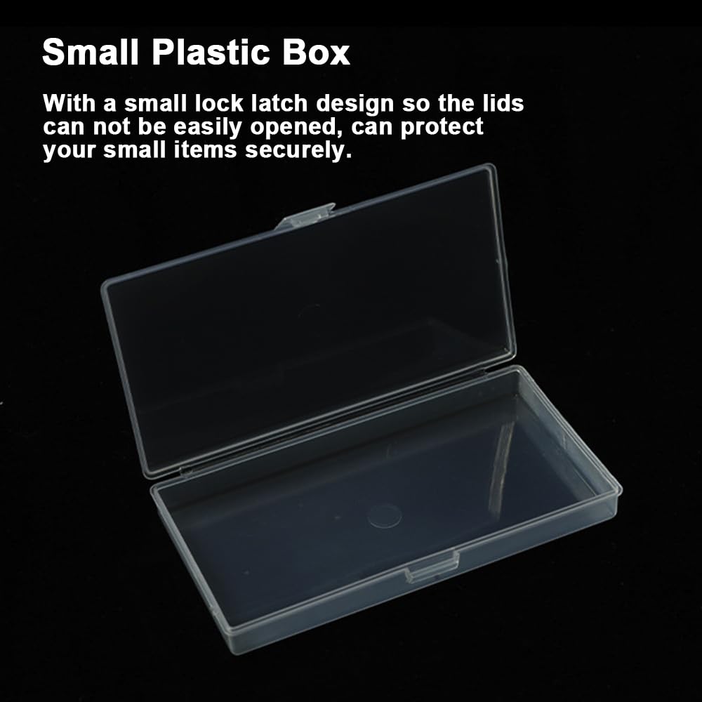 Eleanly 6 Pcs Small Plastic Box Rectangular Empty Mini Clear Plastic Organizer Storage Box Craft Storage Box with Flip Lid for Small Items and Other