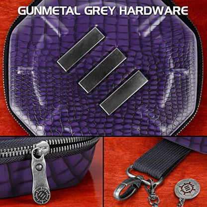 ENHANCE DND Dice Tray and Case - Collector's Edition DND Dice Holder up to 150 D&D Shakers with Hard Shell Exterior and Protective Soft Interior - Rolling Tray Perfect for Game Night (Dragon Purple)