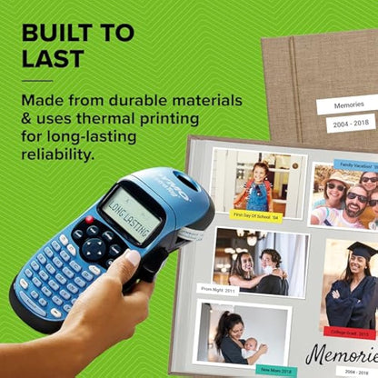 Dymo LetraTag LT-100H Label Maker Starter Kit+ | Handheld Label Printer Machine | with Paper, Clear Plastic Label Tape & Machine Holder | Ideal for Office or Home