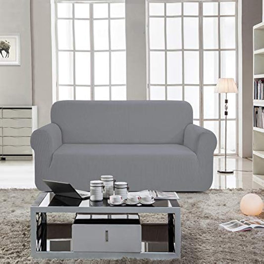SAMSTEX Stylish Sofa Cover Stretch 1-Piece Sofa Slipcovers High Stretch Sofa Covers 3 Seater Thick Soft Sofa Protector Machine Washable Non Slip Couch Covers (3 Seater, Light Grey)
