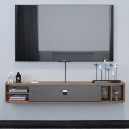 Pmnianhua Floating TV Shelves, Floating TV Unit Wall Mounted Under TV Stand Floating TV Console Entertainment Shelf Wall TV Cabinet for Living Room