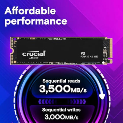 Crucial P3 500GB M.2 PCIe Gen3 NVMe Internal SSD - Up to 3500MB/s - CT500P3SSD8