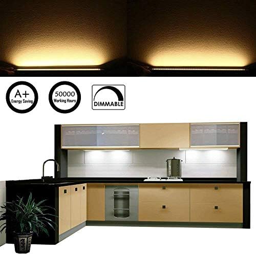 AlBOO Under Cabinet Kitchen Lights Wired LED 6000K Dimmable, 28cm Under Cupboard Kitchen Lights 12V Plug in with Mains