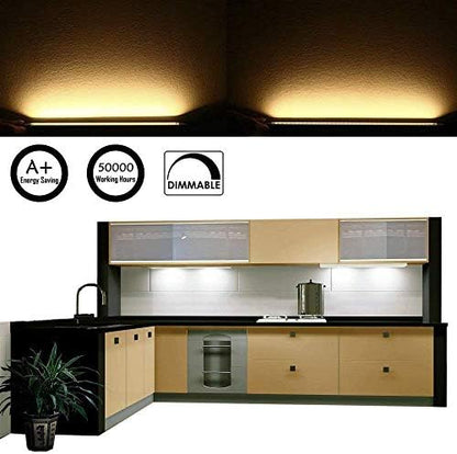AlBOO Under Cabinet Kitchen Lights Wired LED 6000K Dimmable, 28cm Under Cupboard Kitchen Lights 12V Plug in with Mains