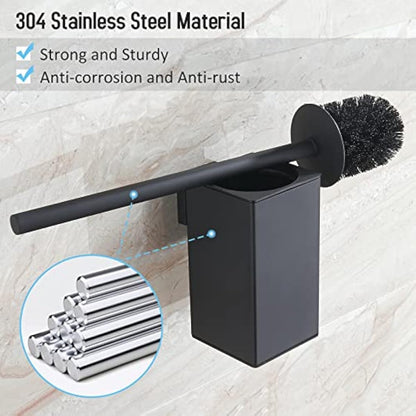 BGL 304 Stainless Steel Wall-Mounted Square Toilet Brush Holder (black)