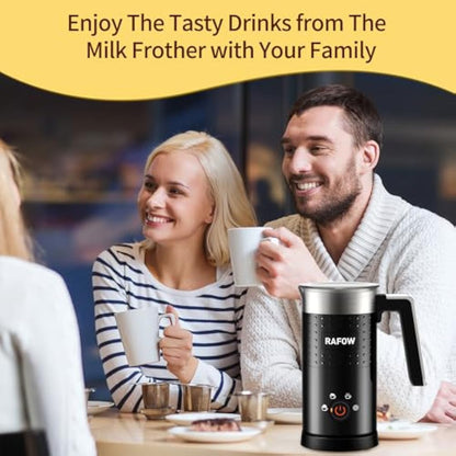 Milk Frother Electric 4 in 1 - Automatic Milk Frothers 300ml Large Capacity Milk Steamer Silent Operation Milk Heater and Warmer Hot & Cold Milk Foamer Maker for Latte Coffee Chocolate