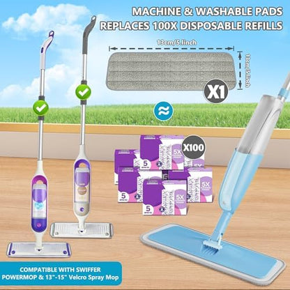 Microfibre Spray Floor Mop with Spray for Cleaning Floors, MEXERRIS Dust Wet Dry Mops with 3x Reusable Microfiber Pads & 1x Refillable Bottle for Hardwood Laminate Tiles Floors