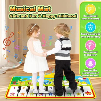 m zimoon Piano Mat, Kids Large Music Mat Children’s Touch Play Musical Carpet Piano Floor Mat Dance Mat Gifts Toys for 2 3 4 5 6 7 8 Years Old Kids Boys Girls Toddlers(135 × 58 cm)