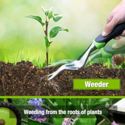 WORKPRO 5 Pcs Gardening Tools Cast Aluminum Garden Set with Fork, Weeder, Claw, Trower, Soil Shovel for Gardener