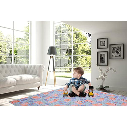 Splat Mat for Under High Chair/Arts/Crafts, Waterproof and Anti-Slip Splash Mat Floor Protector, Washable Highchair Floor Mat, 51 Inch Reusable Messy Mat and Baby Feeding Table Cloth (Dog)