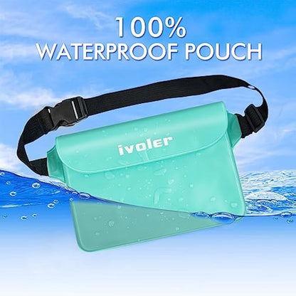 ivoler Waterproof Pouch Bag + Phone Case, Waterproof Case Dry Bag for Beach,Swim,Boating,Kayaking,Hiking,Protect Phone, Camera, Cash, Mp3, Passport, Document From Water, Sand, Snow, Dust - Green