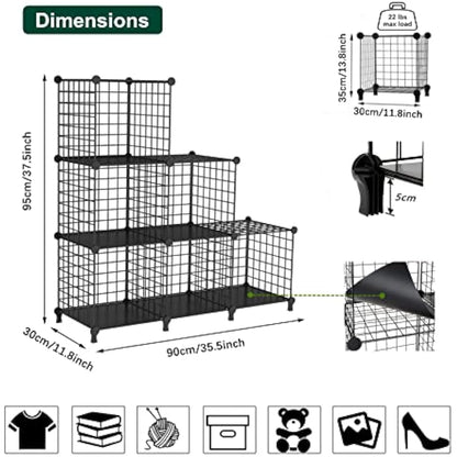 AWTATOS Cube Storage Unit, 6 Cube Wire Storage Shelves, Multifunctional DIY bookcases and Shelving Units Perfect for Office/Livingroom/kitchen/Bathroom, Black USCIH06BE