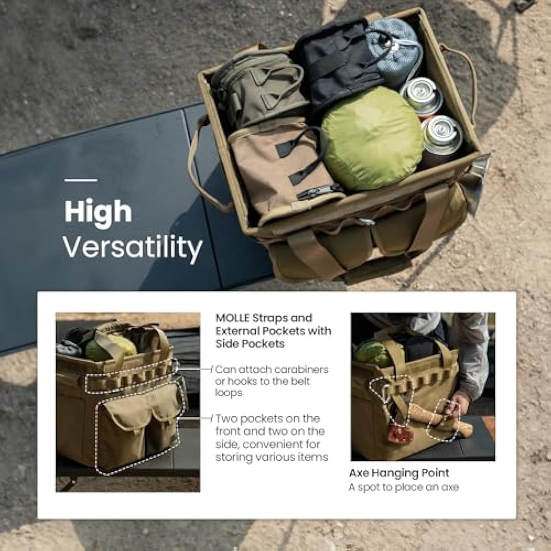 OneTigris Camping Storage Bag with Lid, 25L Collapsible Tactical Tote Bag for Outdoor Camping Travel Picnic Garage Trunk Organizer