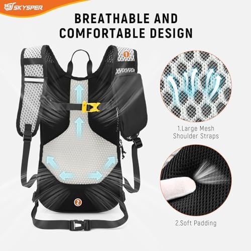 SKYSPER 15L Hiking Backpack Small Travel Daypack Breathable Lightweight Day Hike Rucksack with Shoulder Pocket Women Men