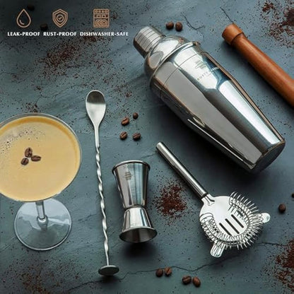 Rusty Barrel Cocktail Making Kit - Beautifully Presented Cocktail Shaker Set - Premium Cocktail Set with Cocktail Shaker and Bar Accessories for Home Pub - Cocktail Gift Set in a Beautiful Gift Box