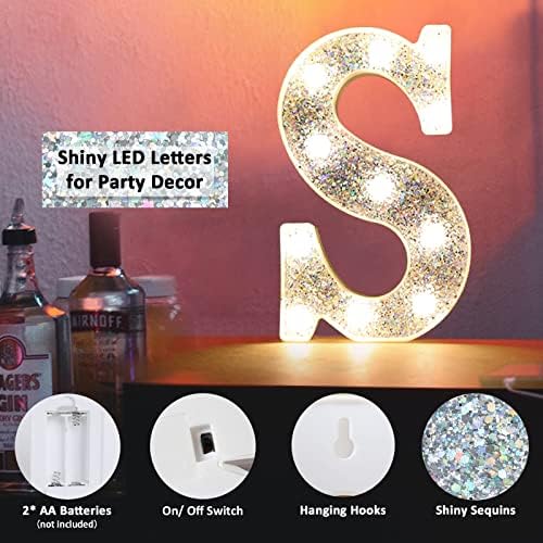 LED Marquee Letter Lights, Light Up Silver Letters for Bedroom Glitter Gifts for Teenage Girls Alphabet Letter Sign Battery Powered Night Light Birthday Party Wedding Home Decoration, Silver Letter O